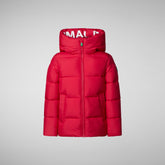 Girls' Elm Hooded Puffer Jacket in Tango Red - SaveTheDuck Sale | Save The Duck