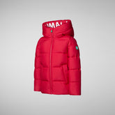 Girls' Elm Hooded Puffer Jacket in Tango Red - SaveTheDuck Sale | Save The Duck