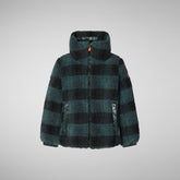 Girls' Ixora Jacket in Check Forest Green - SaveTheDuck Sale | Save The Duck
