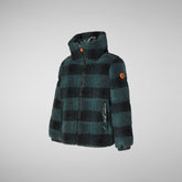 Girls' Ixora Jacket in Check Forest Green - SaveTheDuck Sale | Save The Duck