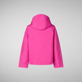 Unisex Kids' Rin Hooded Rain Jacket in Fuchsia Pink - Windy Wear | Save The Duck