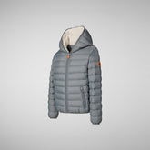 Boys' animal free Puffer jacket with teddy lining Finnegan in mid grey - Boys' Animal-Free Puffer Jackets | Save The Duck