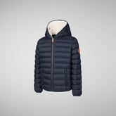 Boys' animal free Puffer jacket with teddy lining Finnegan in blue black - Kids | Save The Duck