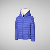 Boys' animal free Puffer jacket with teddy lining Finnegan in gentian blue - Kids | Save The Duck