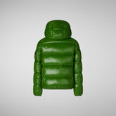 Boy's animal free puffer jacket Keegan in grass green wolf print - New In Boy | Save The Duck