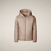 Girls' Hooded Quilted Jacket Xanty in Shore Beige - Girls' Collection | Save The Duck