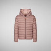 Girls' Lily Hooded Puffer Jacket in Withered Rose - Girls' Lightweight Puffers | Save The Duck