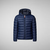 Girls' Lily Hooded Puffer Jacket in Navy Blue - Kids' Icons Collection | Save The Duck