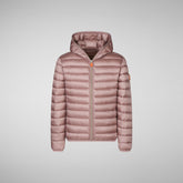 Girls' Iris Hooded Puffer Jacket in Misty Rose - Kids | Save The Duck