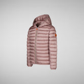 Girls' Iris Hooded Puffer Jacket in Misty Rose - Free Water Bottle Collection | Save The Duck