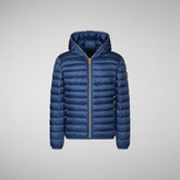 Girls' Iris Hooded Puffer Jacket in Navy Blue - Fall Winter 2023 Kids' Collection | Save The Duck