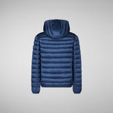 Girls' Iris Hooded Puffer Jacket in Navy Blue - Mini Me Collection | Save The Duck