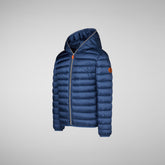 Girls' Iris Hooded Puffer Jacket in Navy Blue | Save The Duck