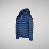 Girls' Iris Hooded Puffer Jacket in Navy Blue - Mini Me Collection | Save The Duck