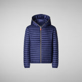 Girls' Rosy Hooded Puffer Jacket in Navy Blue | Save The Duck