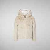 Girls' hooded reversible jacket Chloe in rainy beige - Girls' Fall Winter 2024 | Save The Duck