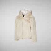 Girls' hooded reversible jacket Chloe in rainy beige | Save The Duck