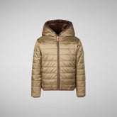 Girls' hooded reversible jacket Chloe in teddy brown | Save The Duck