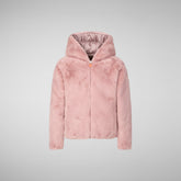 Girls' hooded reversible jacket Chloe in blush pink - Jackets for Girls | Save The Duck