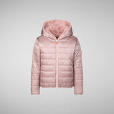 Girls' hooded reversible jacket Chloe in blush pink - Girls' Fall Winter 2024 | Save The Duck