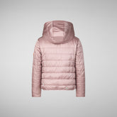 Girls' hooded reversible jacket Chloe in blush pink | Save The Duck