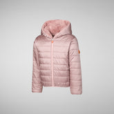 Girls' hooded reversible jacket Chloe in blush pink | Save The Duck