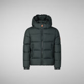 Boys' animal free Puffer jacket Foster in green black - Boys' Animal-Free Puffer Jackets | Save The Duck