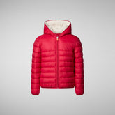 Girls' Leci Hooded Puffer Jacket with Faux Fur Lining in Flame Red - Girls' Collection | Save The Duck