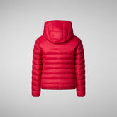 Girls' Leci Hooded Puffer Jacket with Faux Fur Lining in Flame Red - New Arrivals | Save The Duck