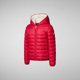 Girls' Leci Hooded Puffer Jacket with Faux Fur Lining in Flame Red - Girls' Sale | Save The Duck