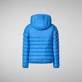Girls' Leci Hooded Puffer Jacket with Faux Fur Lining in Cerulean Blue | Save The Duck