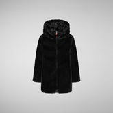 Girls' Flora Reversible Hooded Coat in Black - Fall Winter 2023 Girls' Collection | Save The Duck