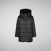 Girls' Flora Reversible Hooded Coat in Black - All Save The Duck Products | Save The Duck