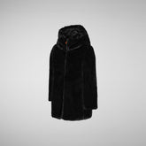 Manteau à capuche réversible Flora pour fille en noir | Sauvez le canard