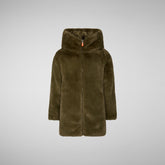 Manteau à capuche réversible Flora pour fille en vert Sherwood - Soldes pour filles | Sauvez le canard