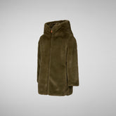 Manteau à capuche réversible Flora pour fille en vert Sherwood - Collection Fille | Sauvez le canard