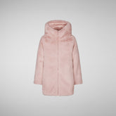 Manteau à capuche réversible Flora pour fille en rose poudré - Tous les produits Save The Duck | Sauvez le canard