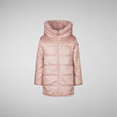 Manteau à capuche réversible Flora pour fille en rose poudré - Tous les produits Save The Duck | Sauvez le canard