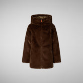 Girls' animal free puffer jacket Flora in teddy brown - Girls' Collection | Save The Duck