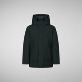 Boys' Albi Coat in Green Black - Boys' Raincoats & Windbreakers | Save The Duck