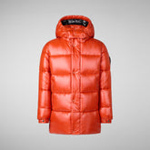 Boy's animal free puffer jacket Murphy in maple orange | Save The Duck