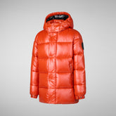 Boy's animal free puffer jacket Murphy in maple orange | Save The Duck