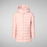 Girls' animal free puffer jacket Pricilla in blush pink - Fall-Winter 2024 Girls' Collection | Save The Duck