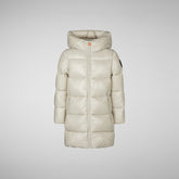 Girls' Millie Hooded Puffer Coat in Rainy Beige - SaveTheDuck Sale | Save The Duck