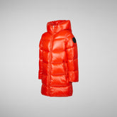 Girls' Millie Hooded Puffer Coat in Poppy Red - SaveTheDuck Sale | Save The Duck