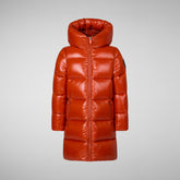 Manteau à capuche Millie pour fille en orange érable - Doudounes sans animaux pour filles | Save The Duck