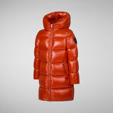 Girls' animal free Puffer jacket Millie in maple orange | Save The Duck