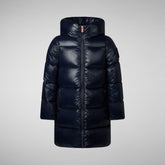 Manteau à capuche Millie pour fille en bleu et noir - Doudounes sans animaux pour filles | Save The Duck