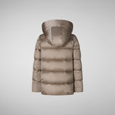 Girls's Gracie Hooded Puffer Coat in Pearl Grey | Save The Duck