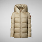 Girls's Gracie Hooded Puffer Coat in Wood Beige | Save The Duck